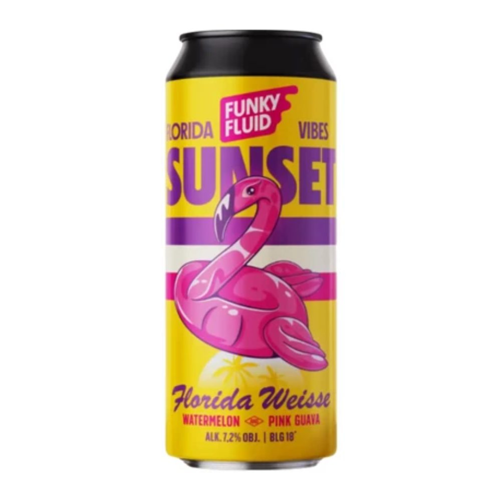 Piwo Funky Fluid Florida Vibes Sunset Florida Weisse Wattermelon, Pink Guava 7,2% 500 ml puszka